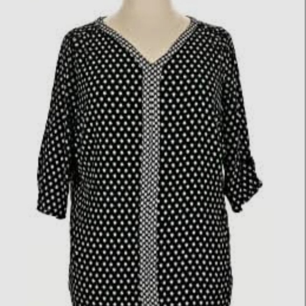 Croft & Barrow Black and White Polka Dot Blouse
